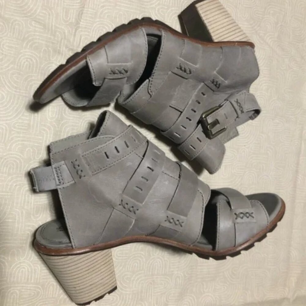 Sorel Gray Leather Heeled Sandals